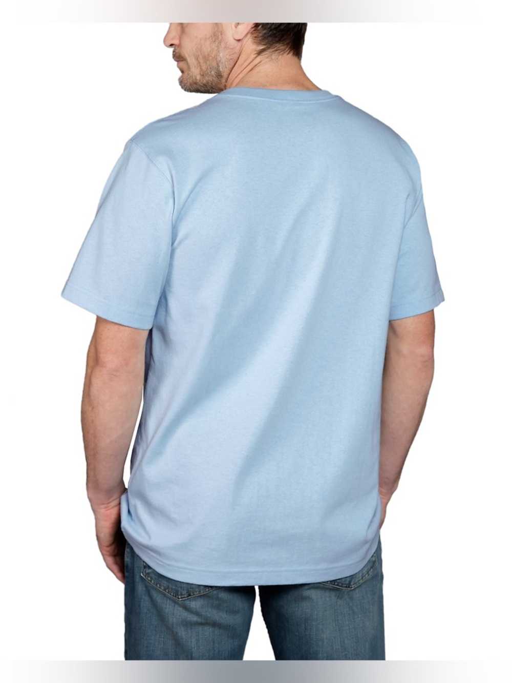 Carhartt Short Sleeve Logo Tee in Light Blue with White and Lime Graphic T-Shirt - Picture 2 of 16